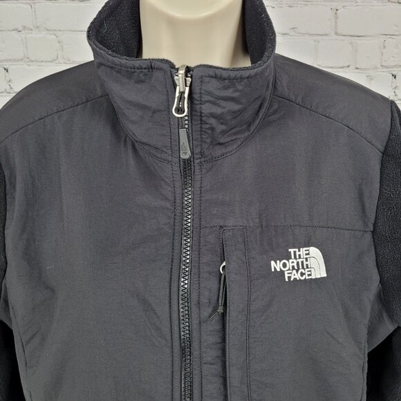 The North Face Black Polartec Fleece Nylon Full Zip Mock Neck Jacket Medium M - Picture 7 of 16
